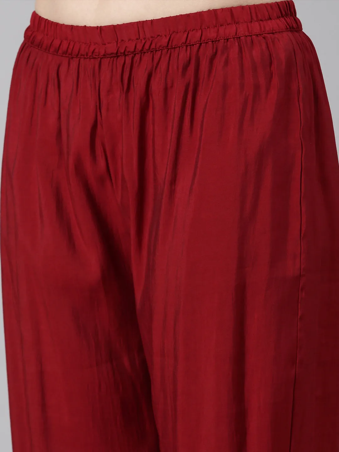 Neerus Maroon Casual  Straight Kurta and Trousers With Dupatta