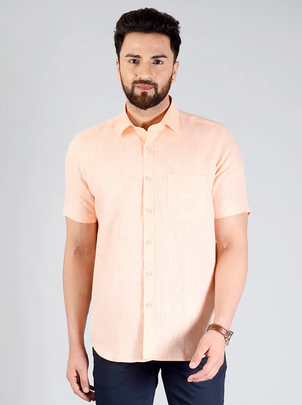 Orange Self Textured Regular Fit Formal Shirt | JadeBlue