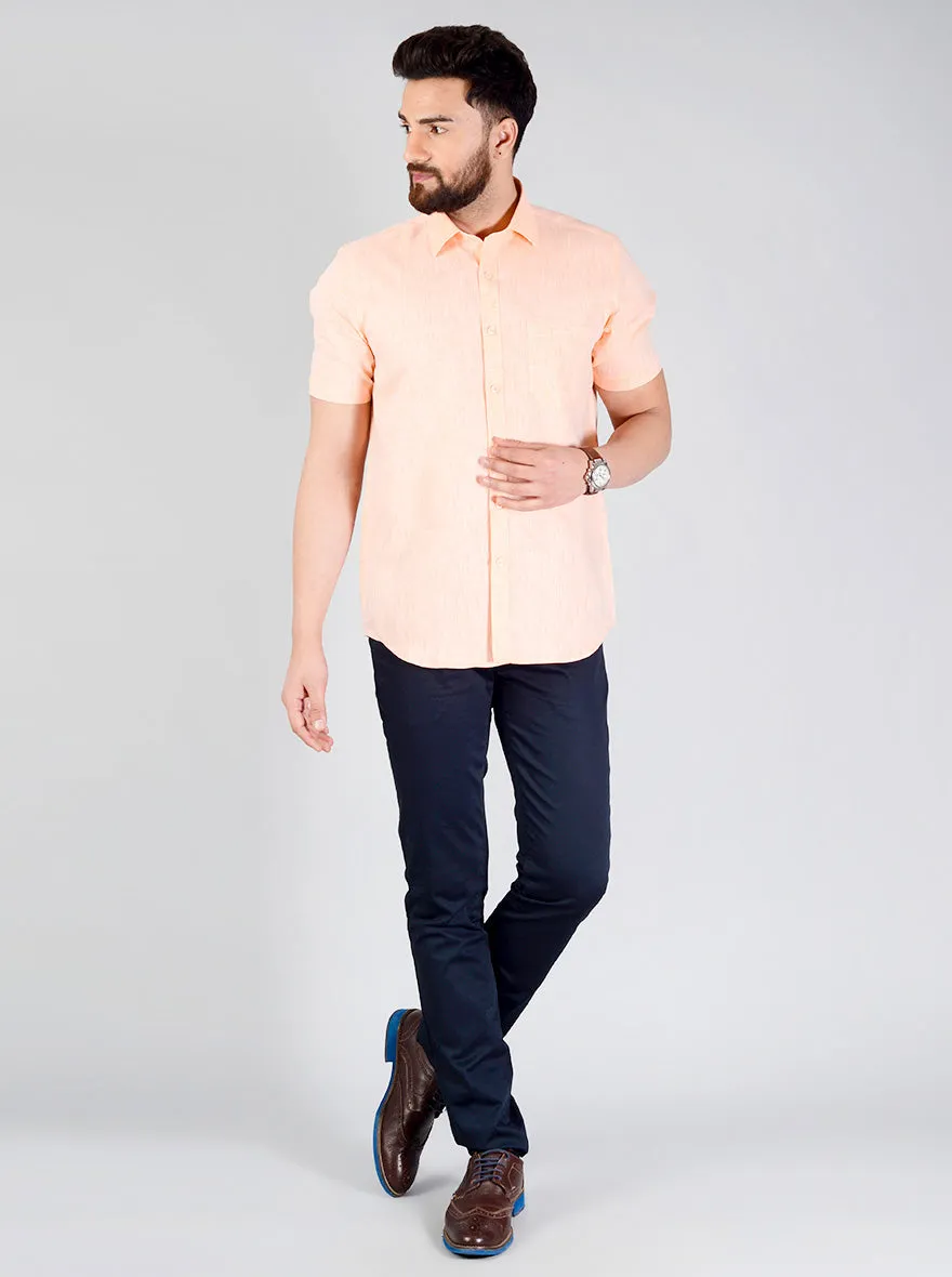 Orange Self Textured Regular Fit Formal Shirt | JadeBlue