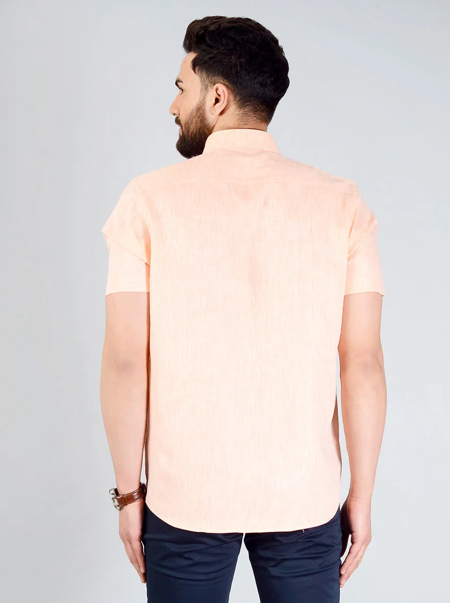 Orange Self Textured Regular Fit Formal Shirt | JadeBlue