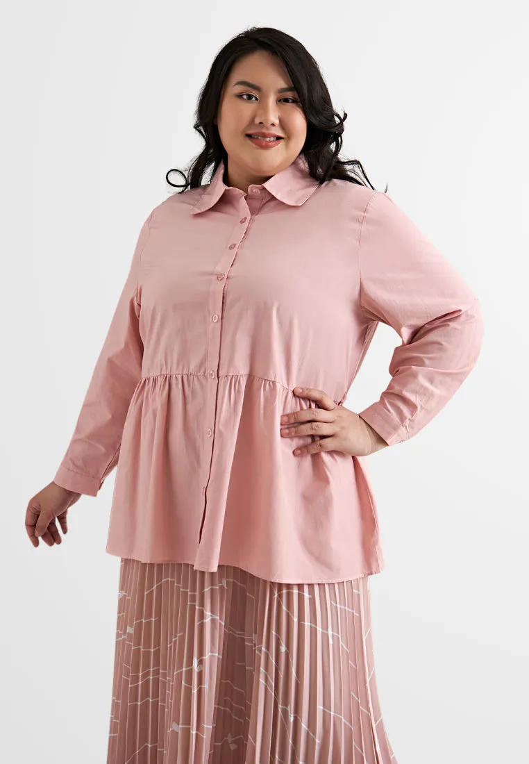 Paula Cotton Peplum Button Blouse