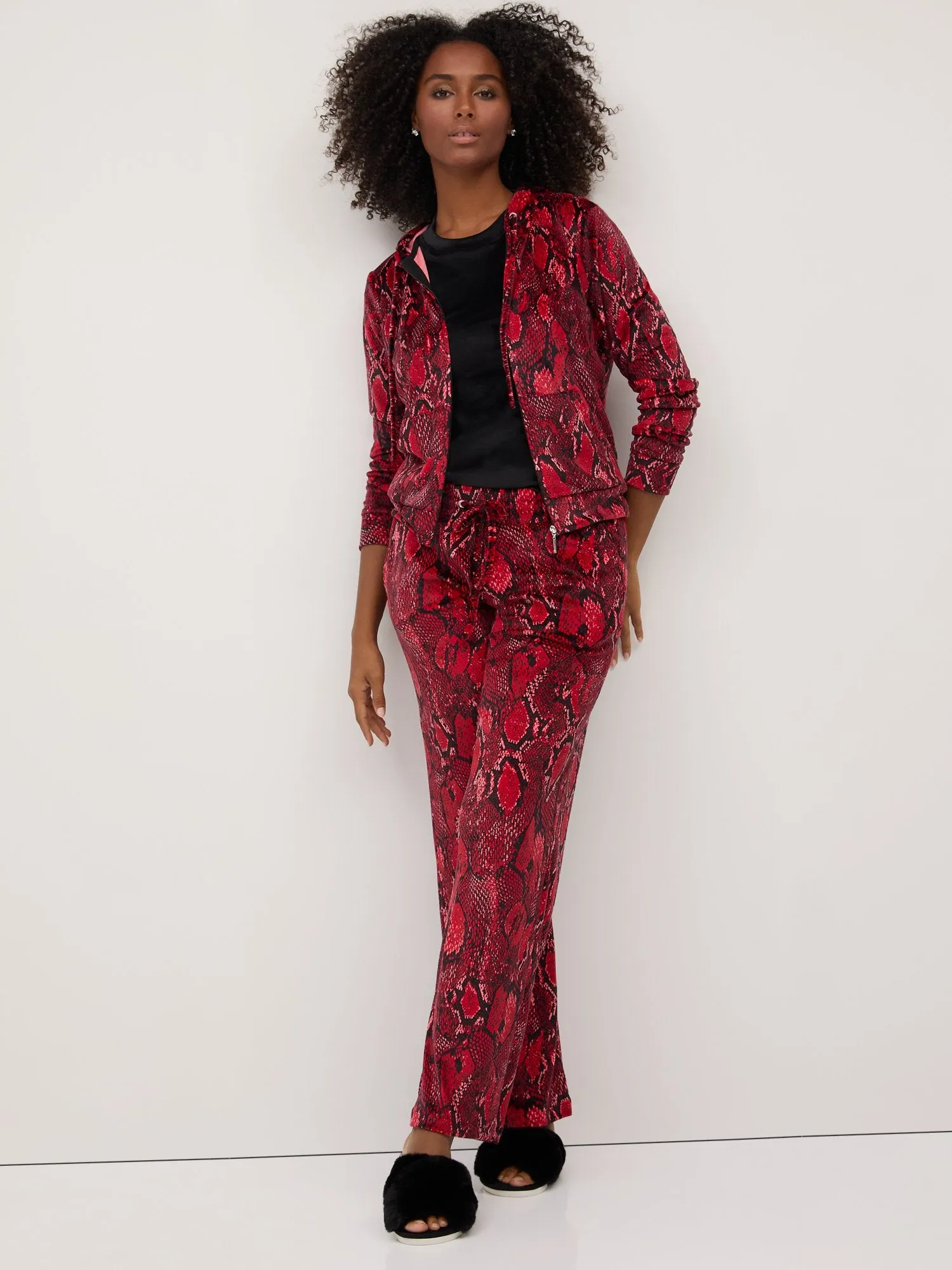 Petite Snake-Print Velour Straight-Leg Pant - Dreamy Velour Collection