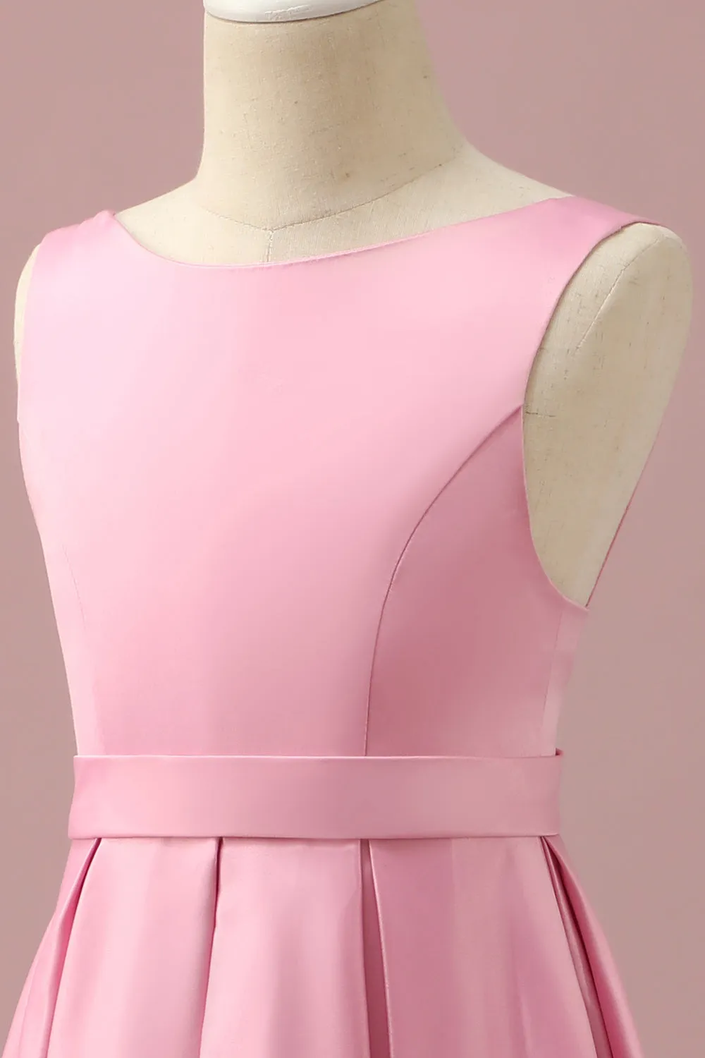 Pink Satin High Low Junior Bridesmaid Dress