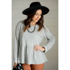 Raw Edge Peplum Sweatshirt