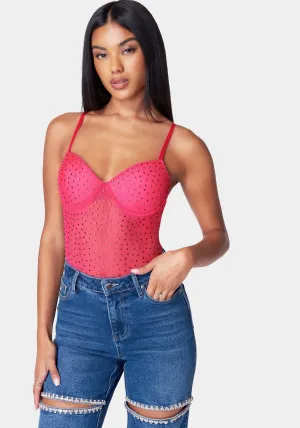 Rhinestone Mesh Bodysuit