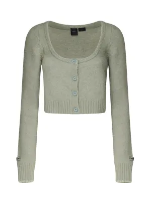 Sage Cotton Sweater with Round Neckline