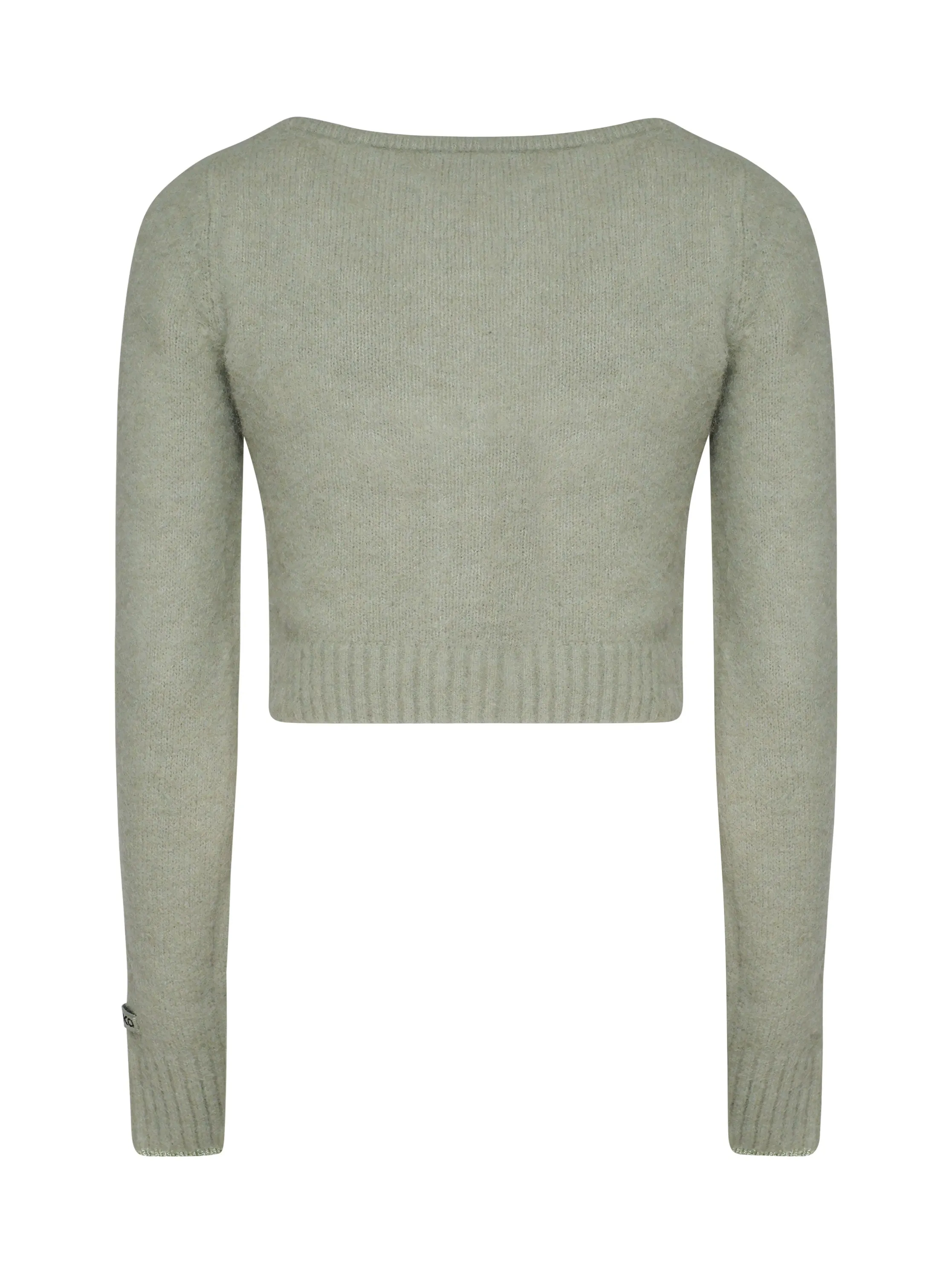 Sage Cotton Sweater with Round Neckline