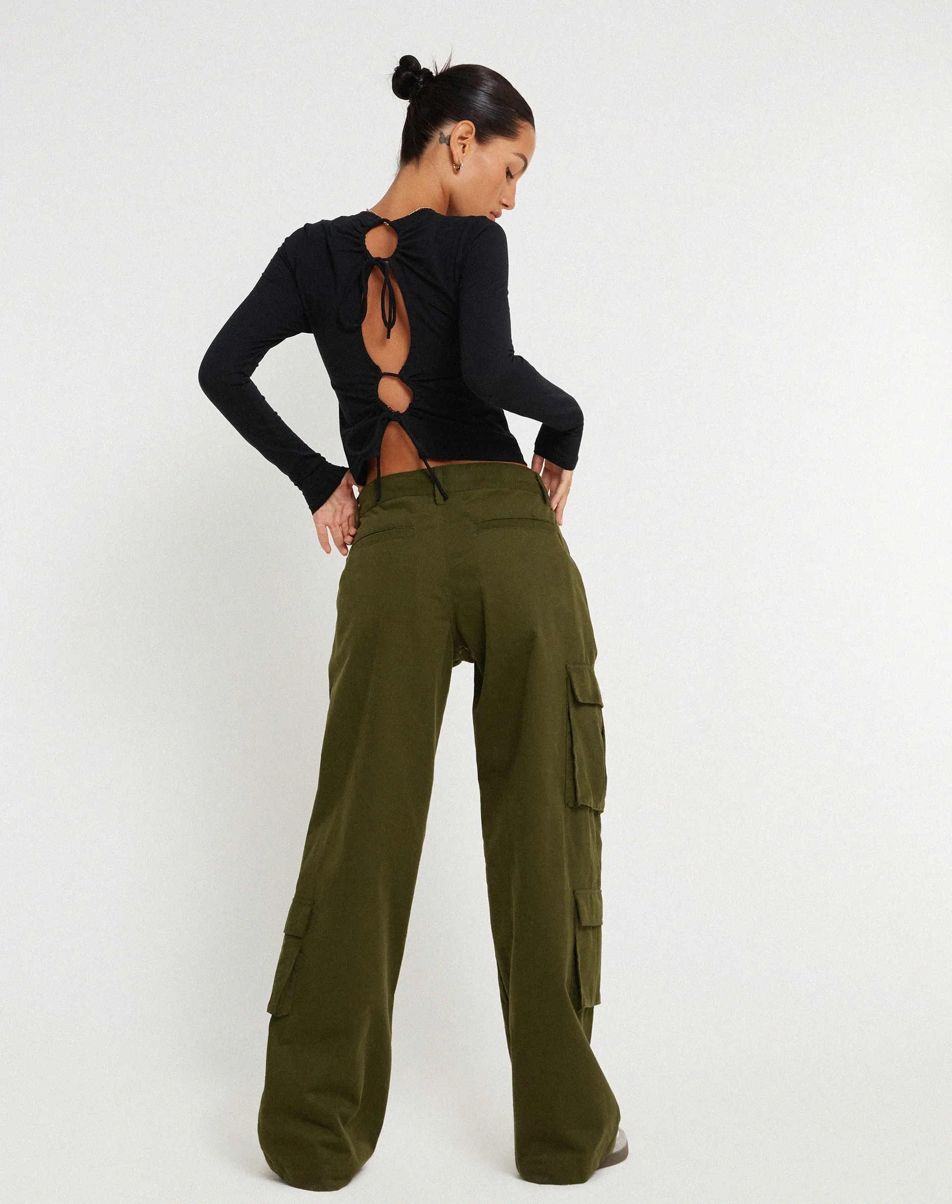 Shan Wide Leg Trouser in Dark Olive