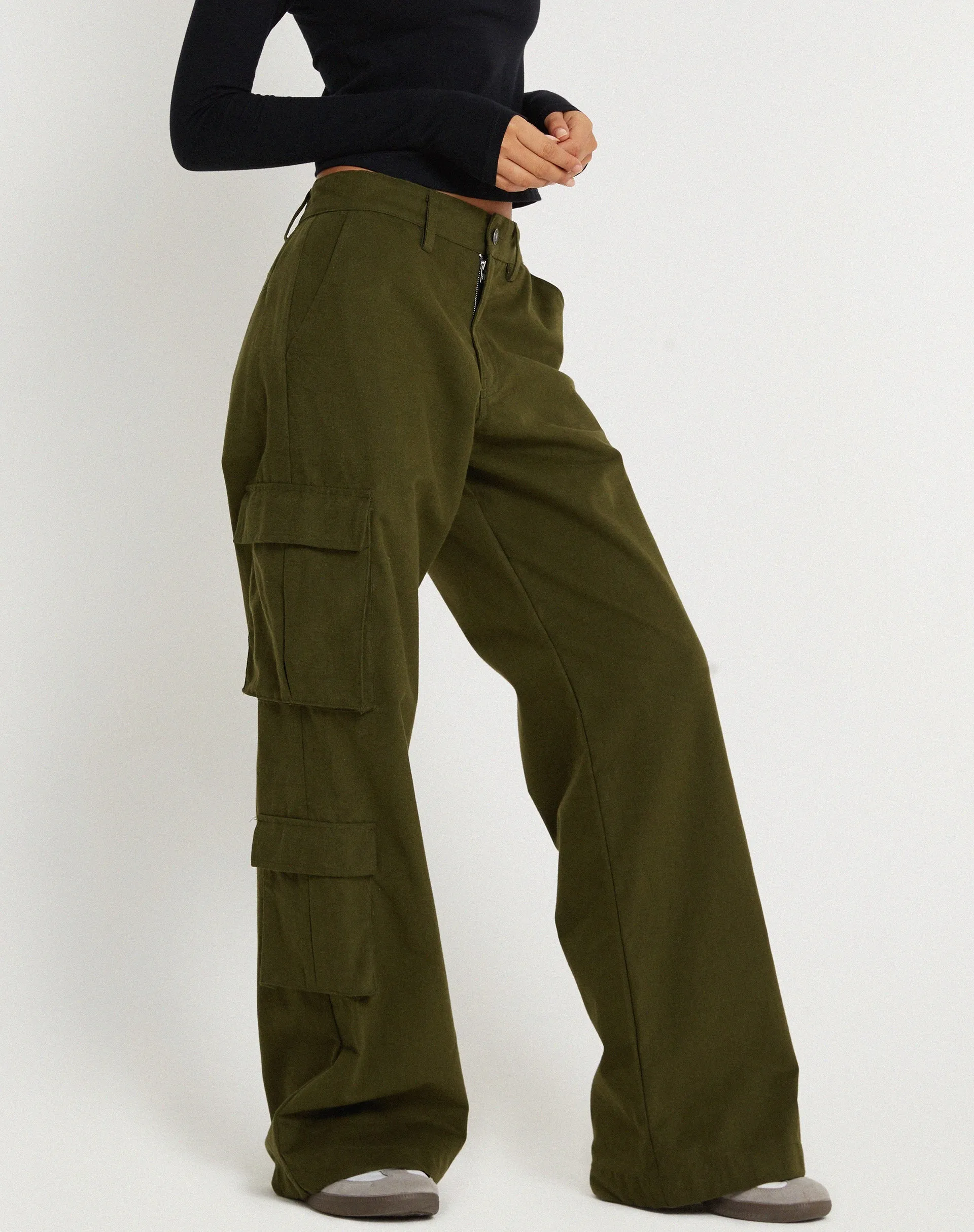 Shan Wide Leg Trouser in Dark Olive