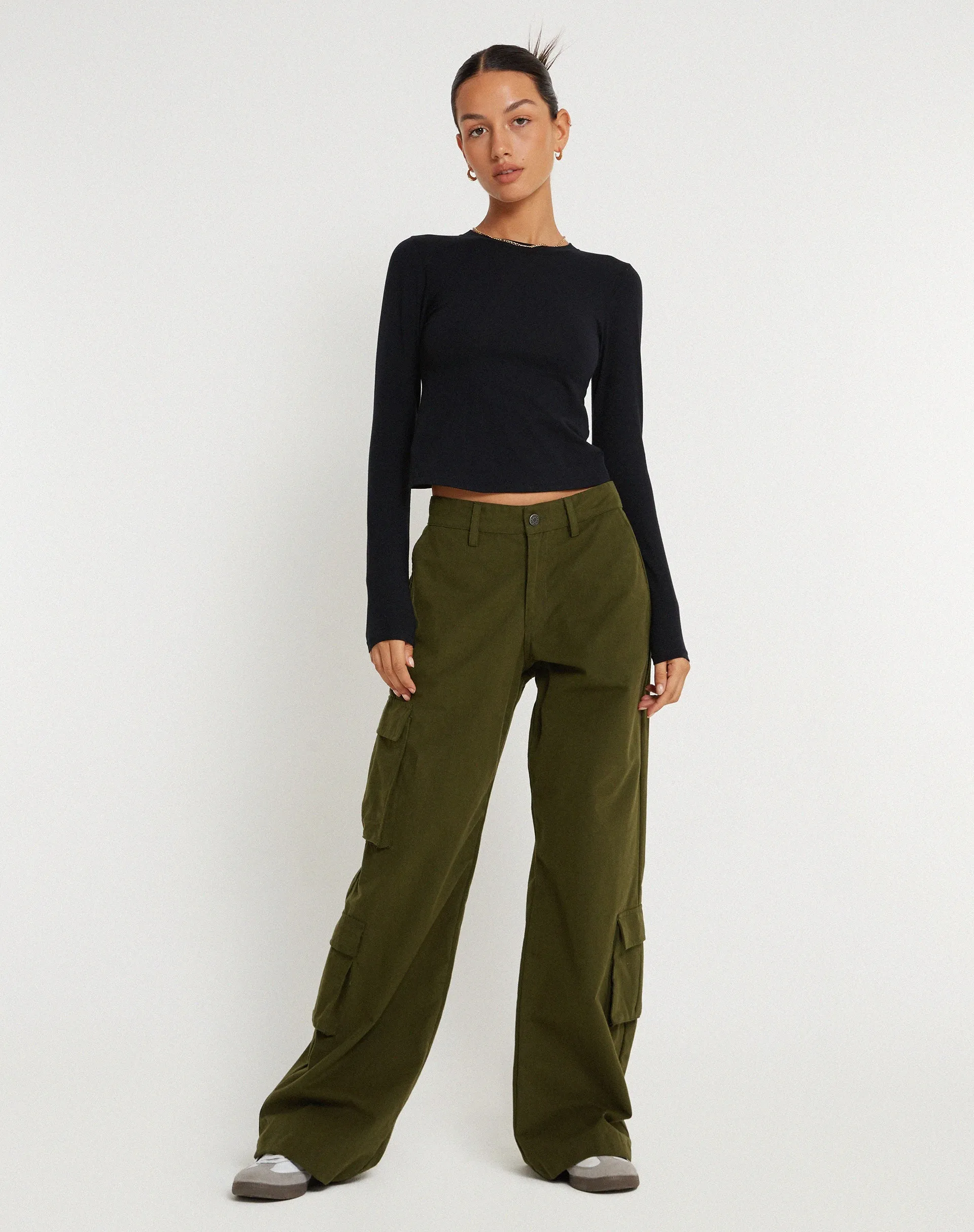 Shan Wide Leg Trouser in Dark Olive