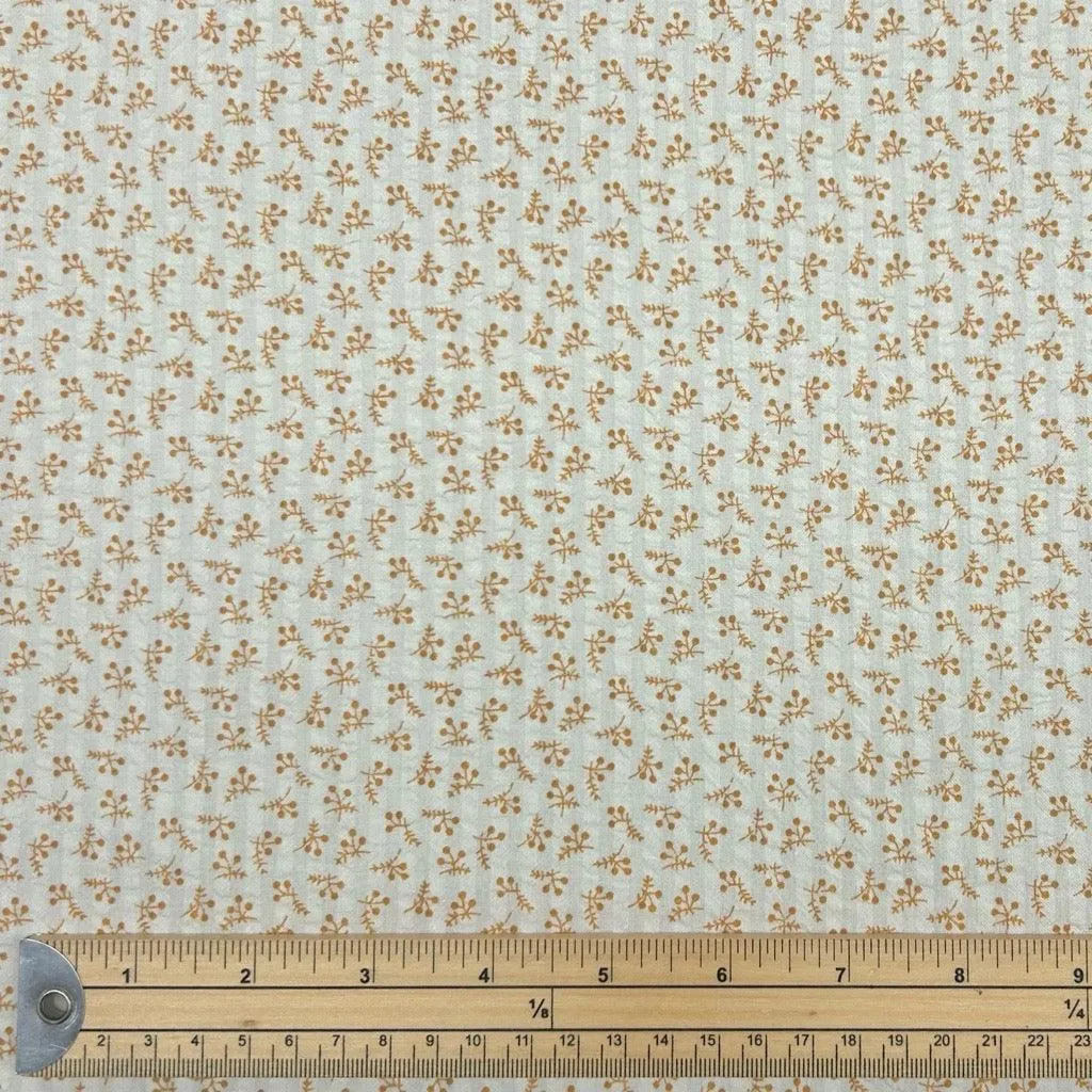 Simple Flowers Cotton Seersucker Fabric