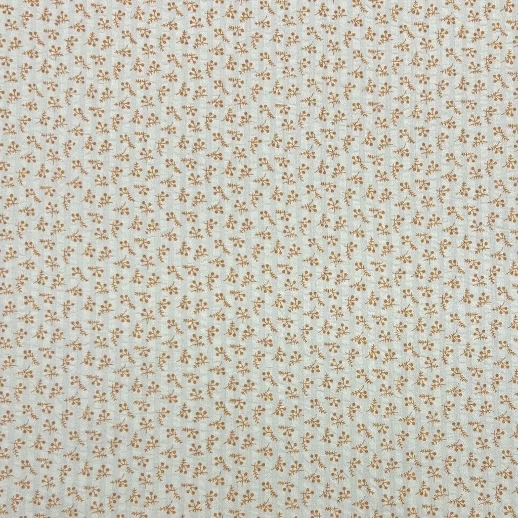 Simple Flowers Cotton Seersucker Fabric