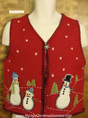 Snowmen in the Forest Ugliest Bad Christmas Sweaters Vest