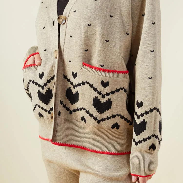 Soft Knit Heart Fair Isle Cardigan