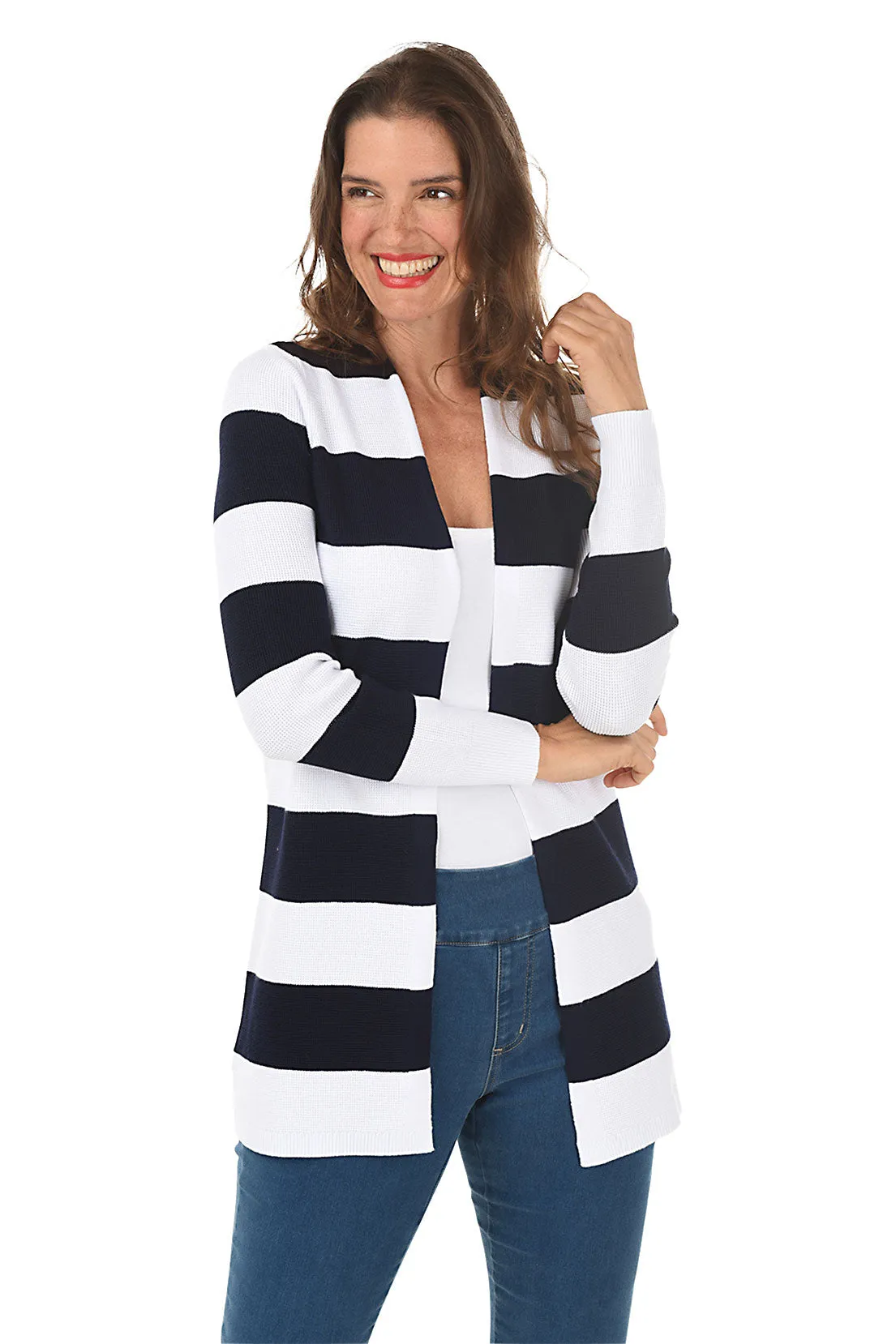 Striped Waffle Knit Cardigan