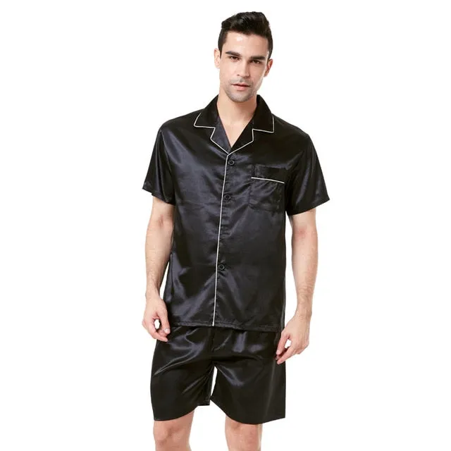 Summer Leisure Men's Elastic Waist Soft Silk Sleepwear