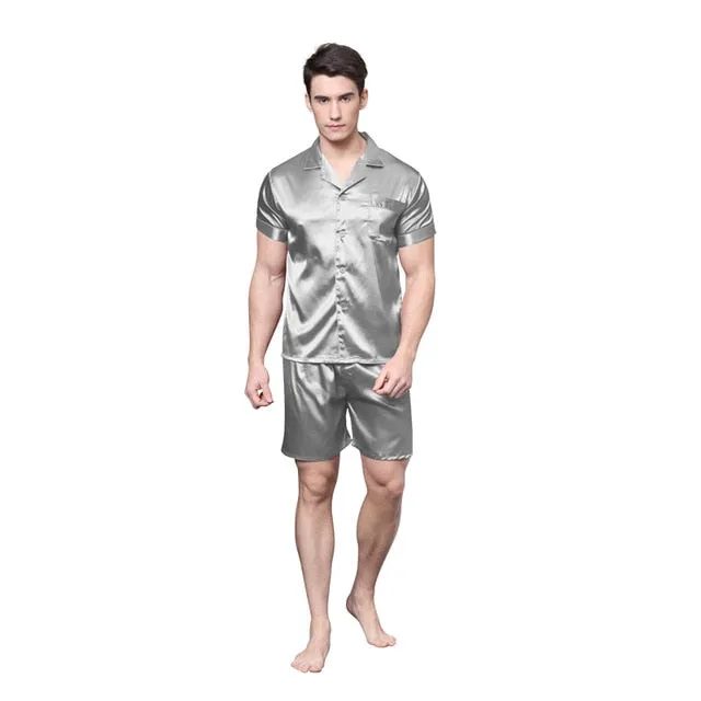 Summer Leisure Men's Elastic Waist Soft Silk Sleepwear