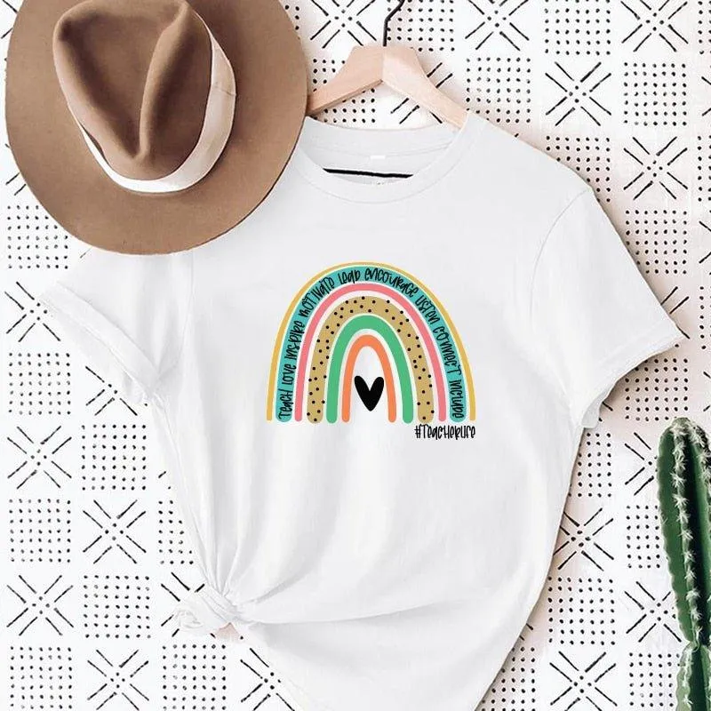 Teach Love Rainbow Teacher Life Shirts