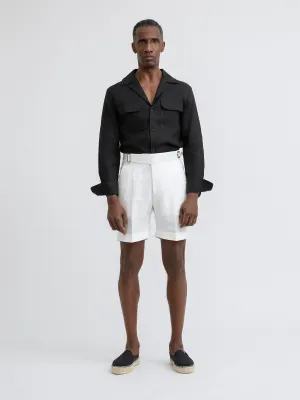 White Linen Gurkha Shorts