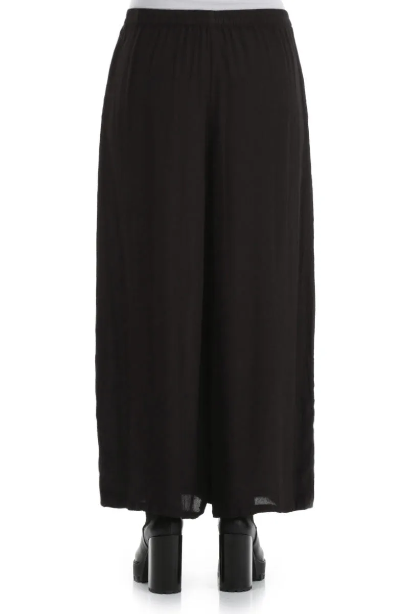 Wide Black Viscose Trousers