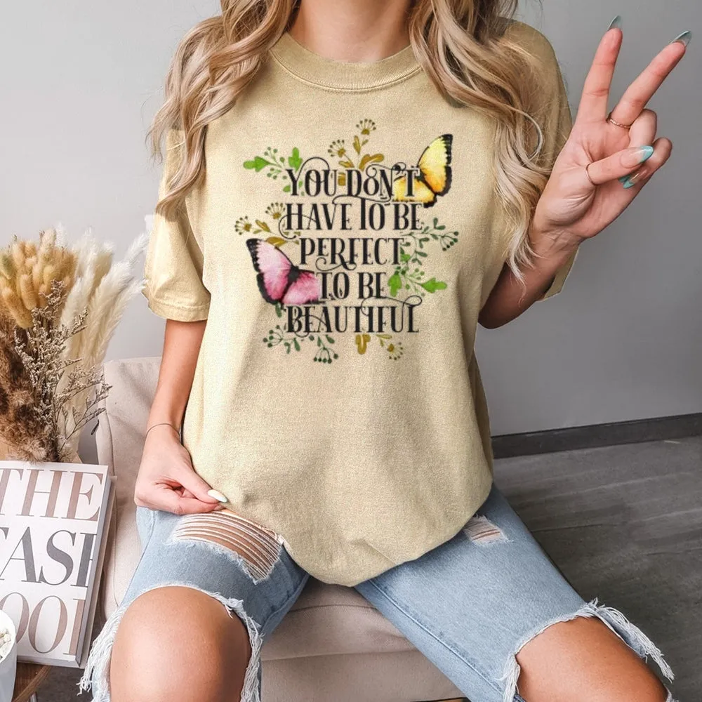 Women Flower And Butterfly Print Graphic T-shirt