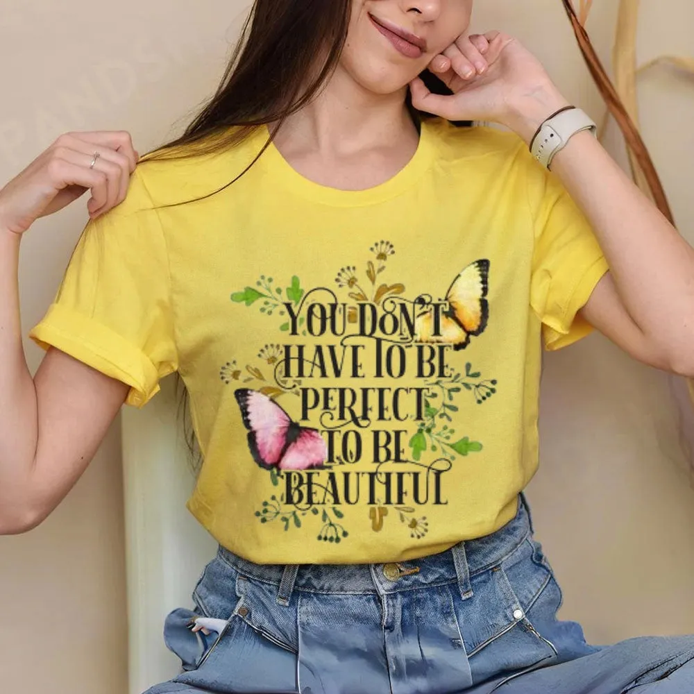 Women Flower And Butterfly Print Graphic T-shirt