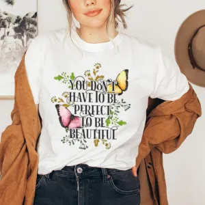 Women Flower And Butterfly Print Graphic T-shirt