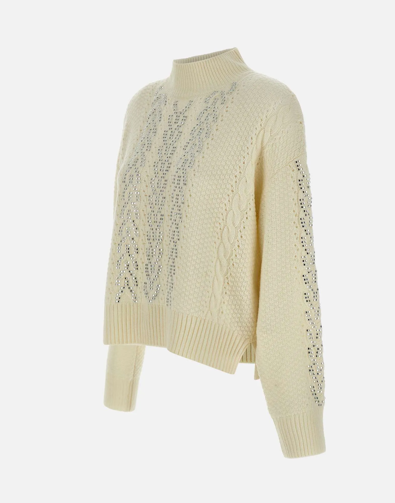 Wool-Blend Funnel Neck Sweater