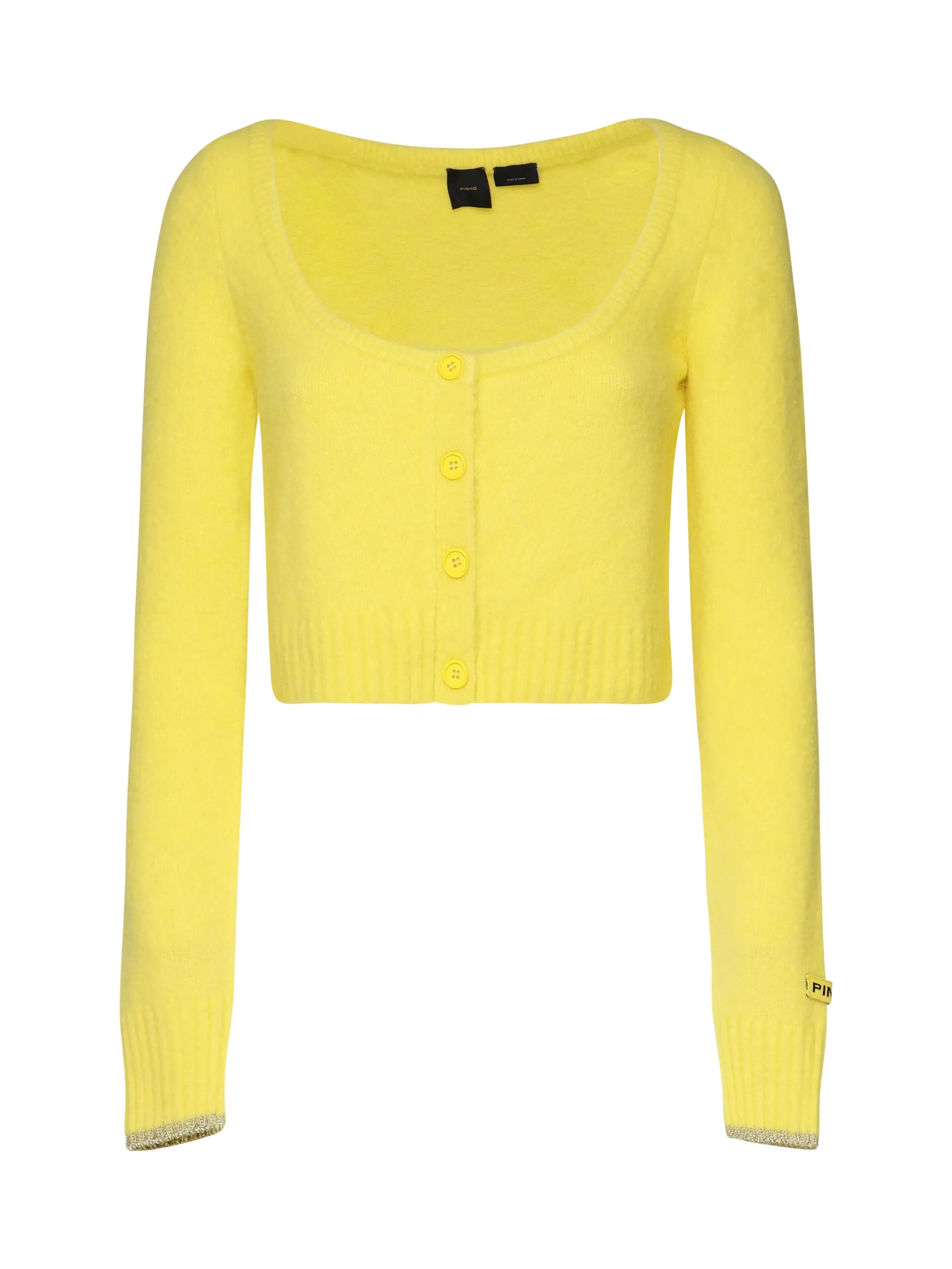 Yellow Cotton Sweater with Round Neckline