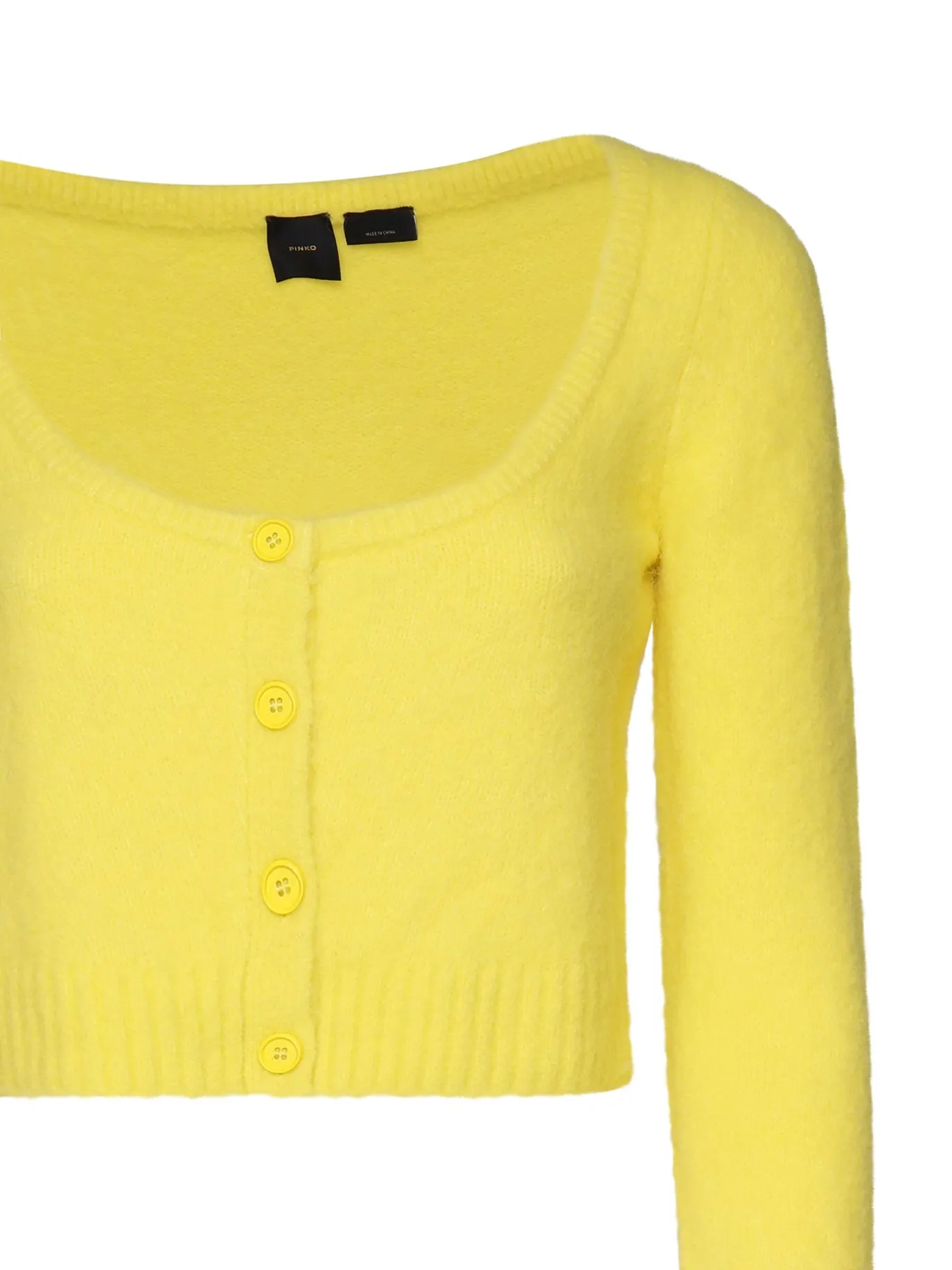 Yellow Cotton Sweater with Round Neckline